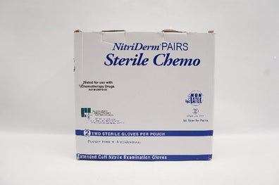 IHC 114300 NitriDerm Pairs Sterile Chemo Nitrile Examination Gloves L - Box of 50